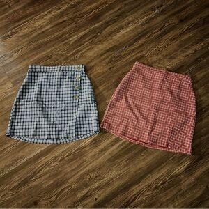 Hollister Blue and Red Plaid Mini Skirt Set